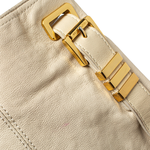 MICHAEL KORS Cream Leather Buckle Side Pocket Shoulder Bag - Picture 6 of 9